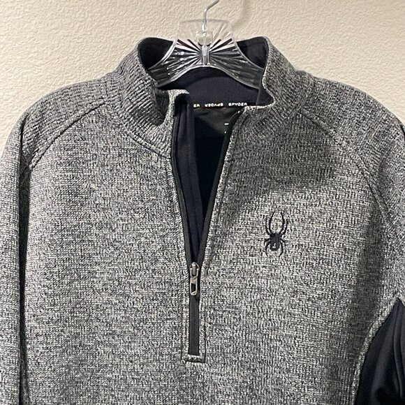 SPYDER (Men's) "Outbound" 1/2 Zip Jersey/Fleece Pullover, Black/Gray Tweed - XL - Picture 4 of 13